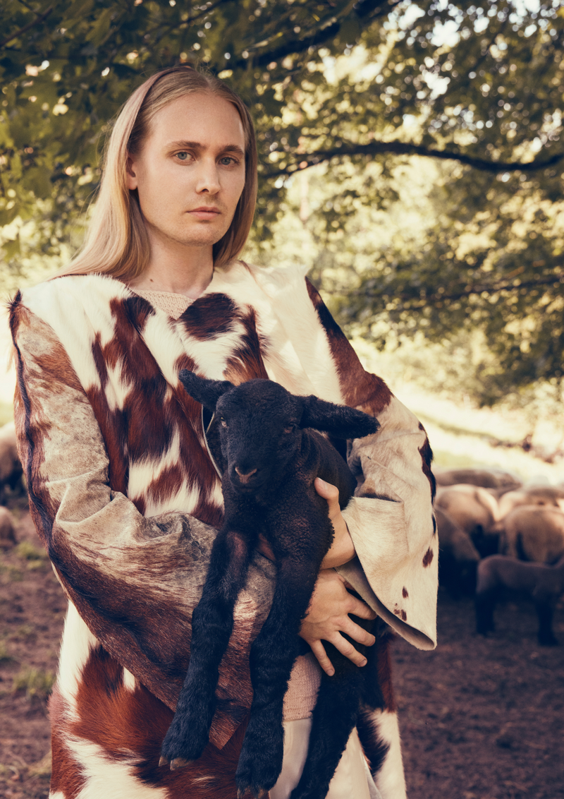 Cow Leather Upcycling Coat Slow Fashion Sheep Farm Outfit 